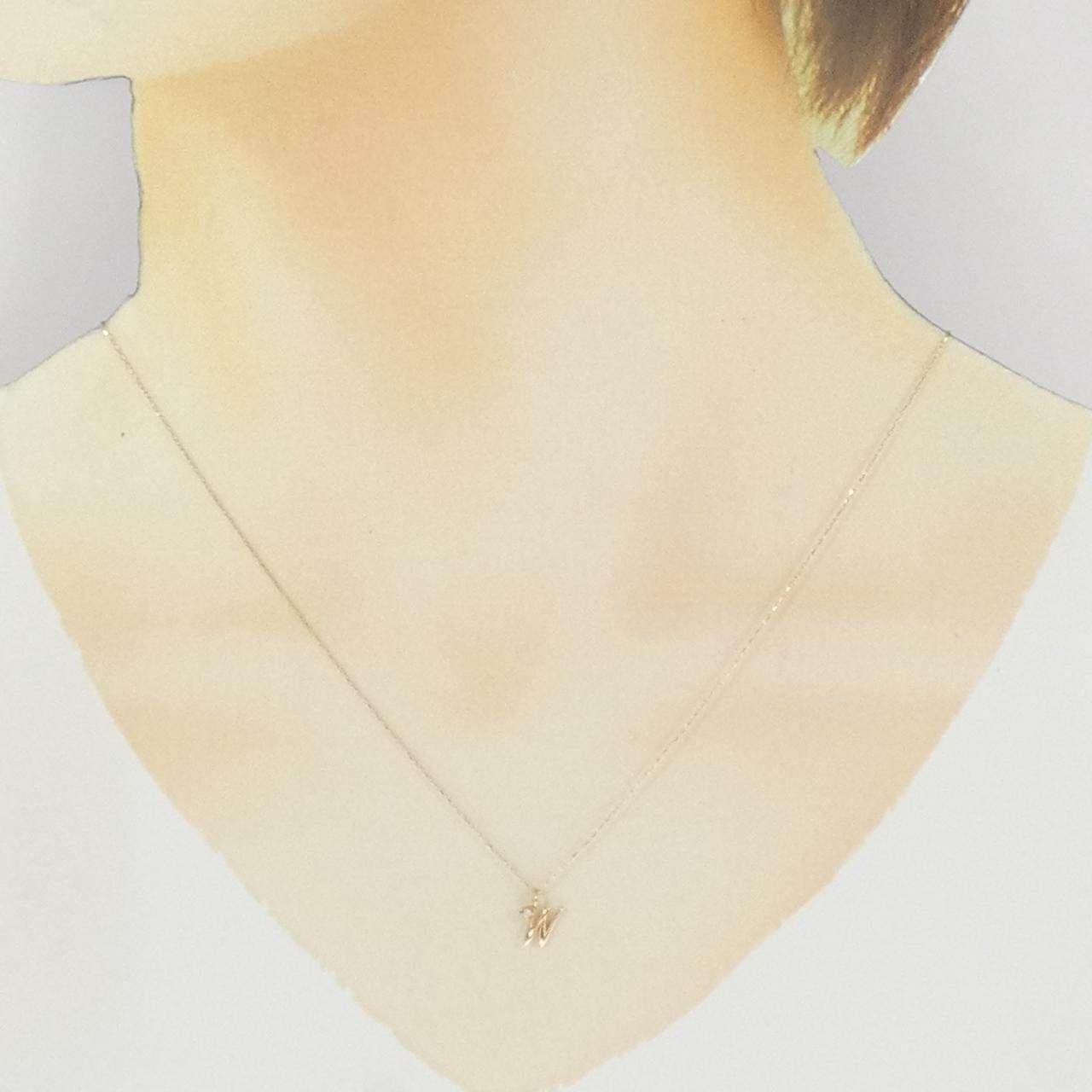K10イエローゴールドイニシャルWダイヤモンドネックレス