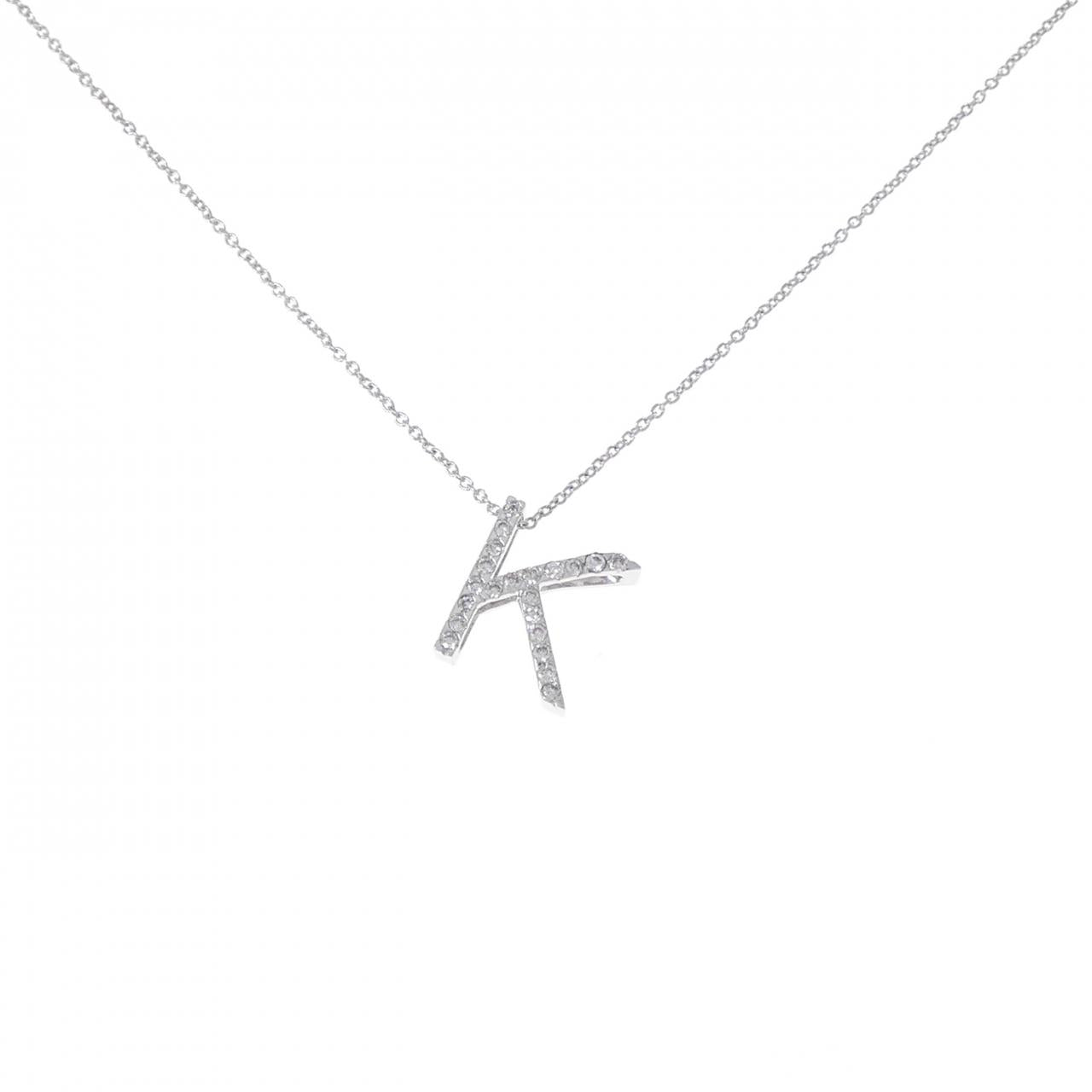 K18WG ダイヤモンド イニシャルK ネックレス