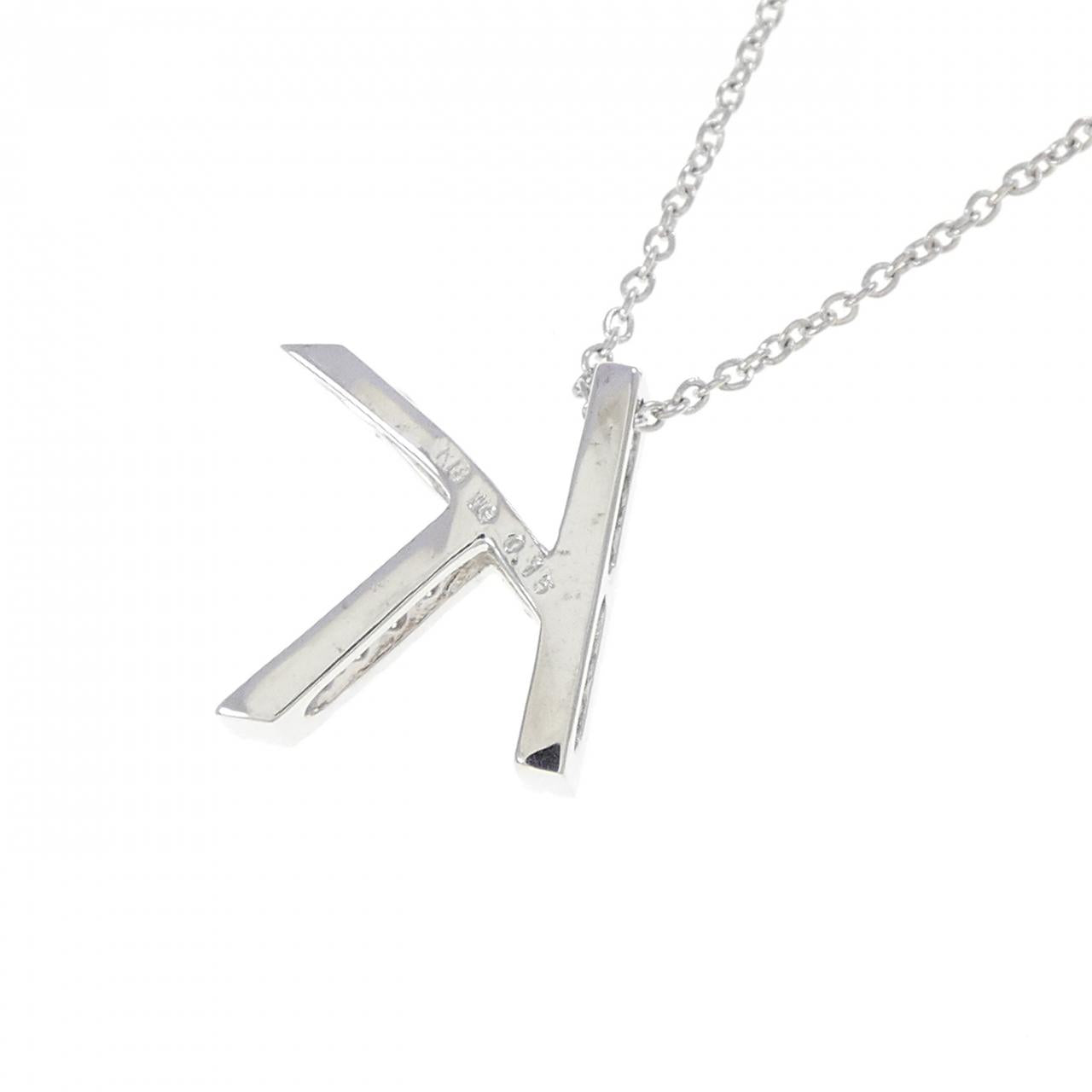K18WG ダイヤモンド イニシャルK ネックレス
