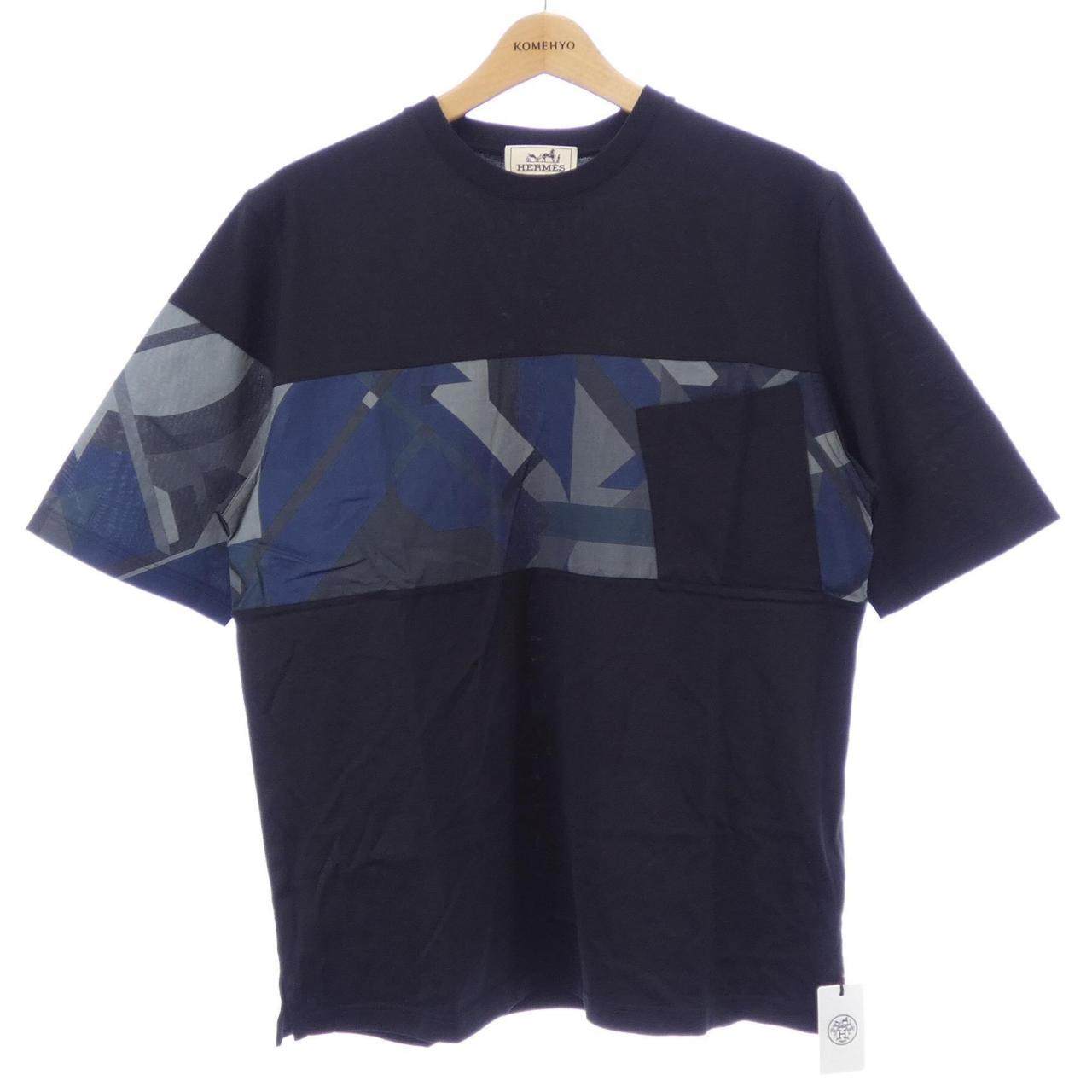 エルメス プリントストライプポケット コットン Tシャツ