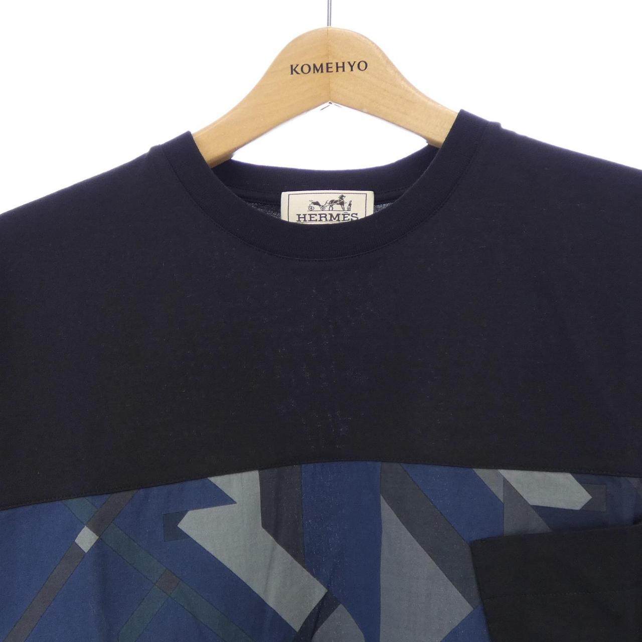 エルメス プリントストライプポケット コットン Tシャツ