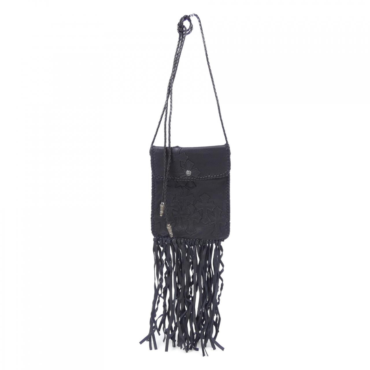 クロムハーツ FLAT HIPPIE W/FRINGE レザーショルダーバッグ