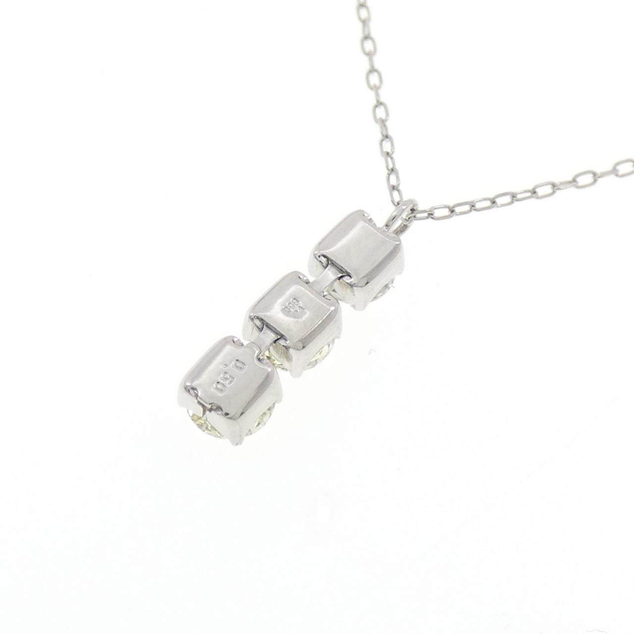Pt850 スリーストーン ダイヤモンド ネックレス