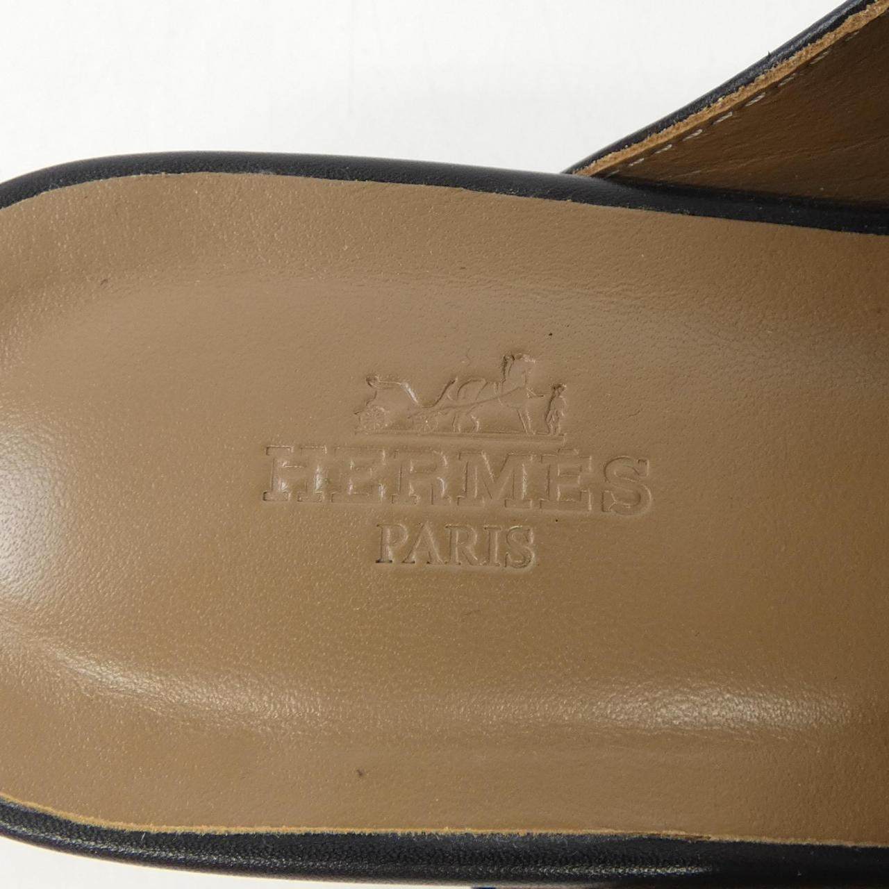 エルメス カルロッタケリーバックル レザーシューズ