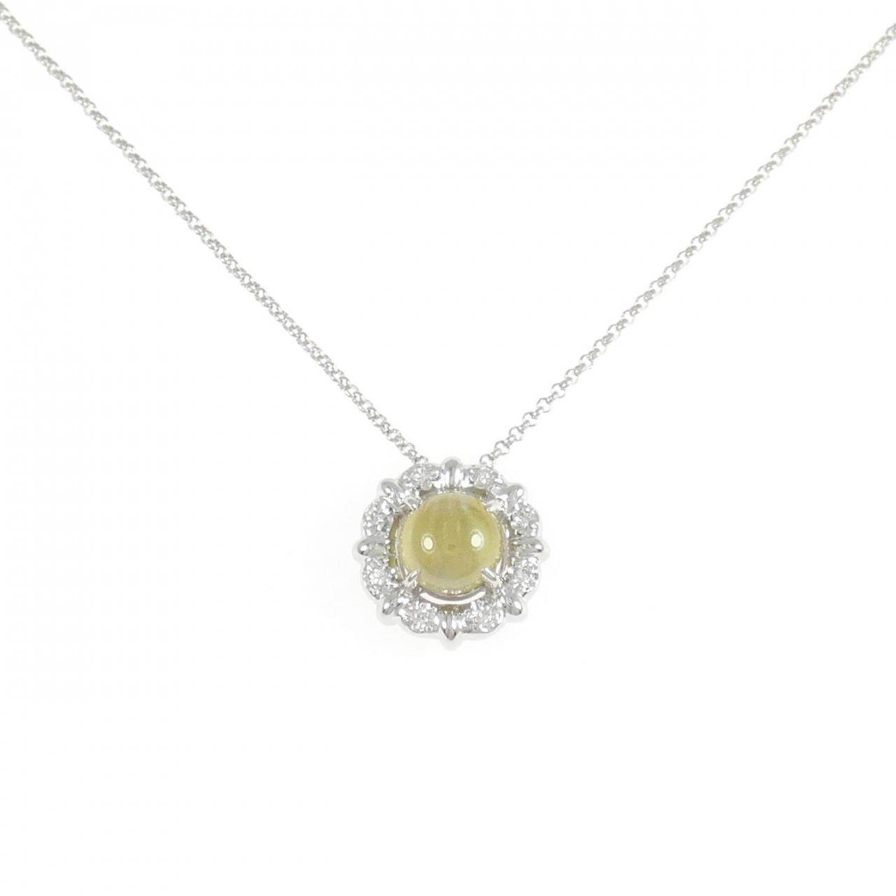 PT900/PT850 クリソベリルキャッツアイ ダイヤモンド ネックレス