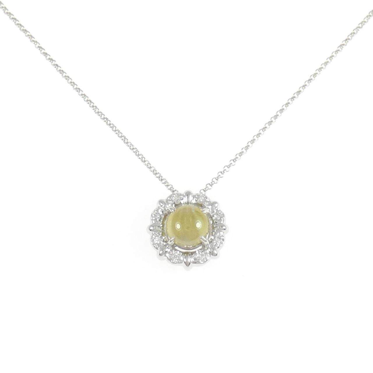 PT900/PT850 クリソベリルキャッツアイ ダイヤモンド ネックレス