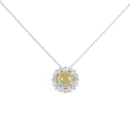 PT900/PT850 クリソベリルキャッツアイ ダイヤモンド ネックレス