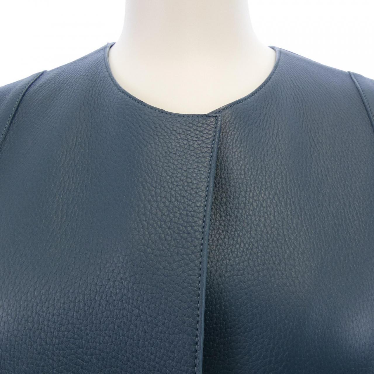 エルメス 2H1129D038 レザー ロングベスト