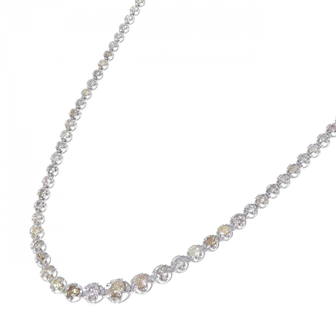 Au750ホワイトゴールド ダイヤモンドネックレス 5.00CT