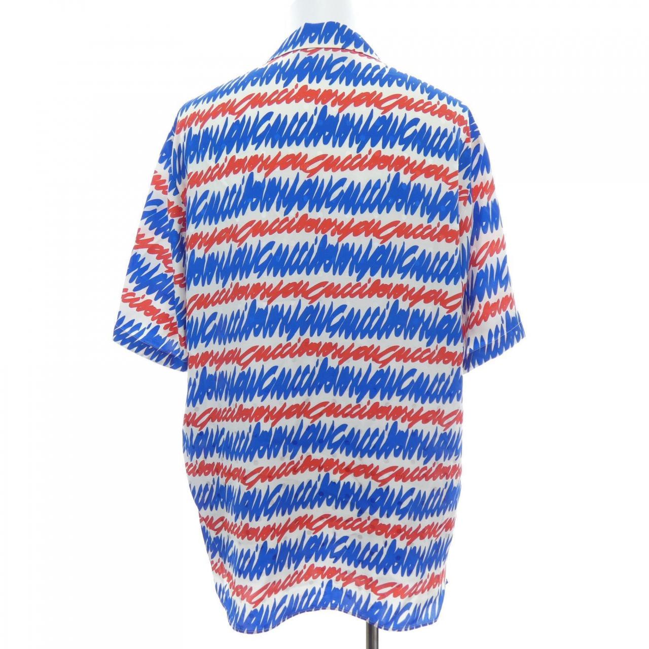 グッチ シルク半袖シャツ
