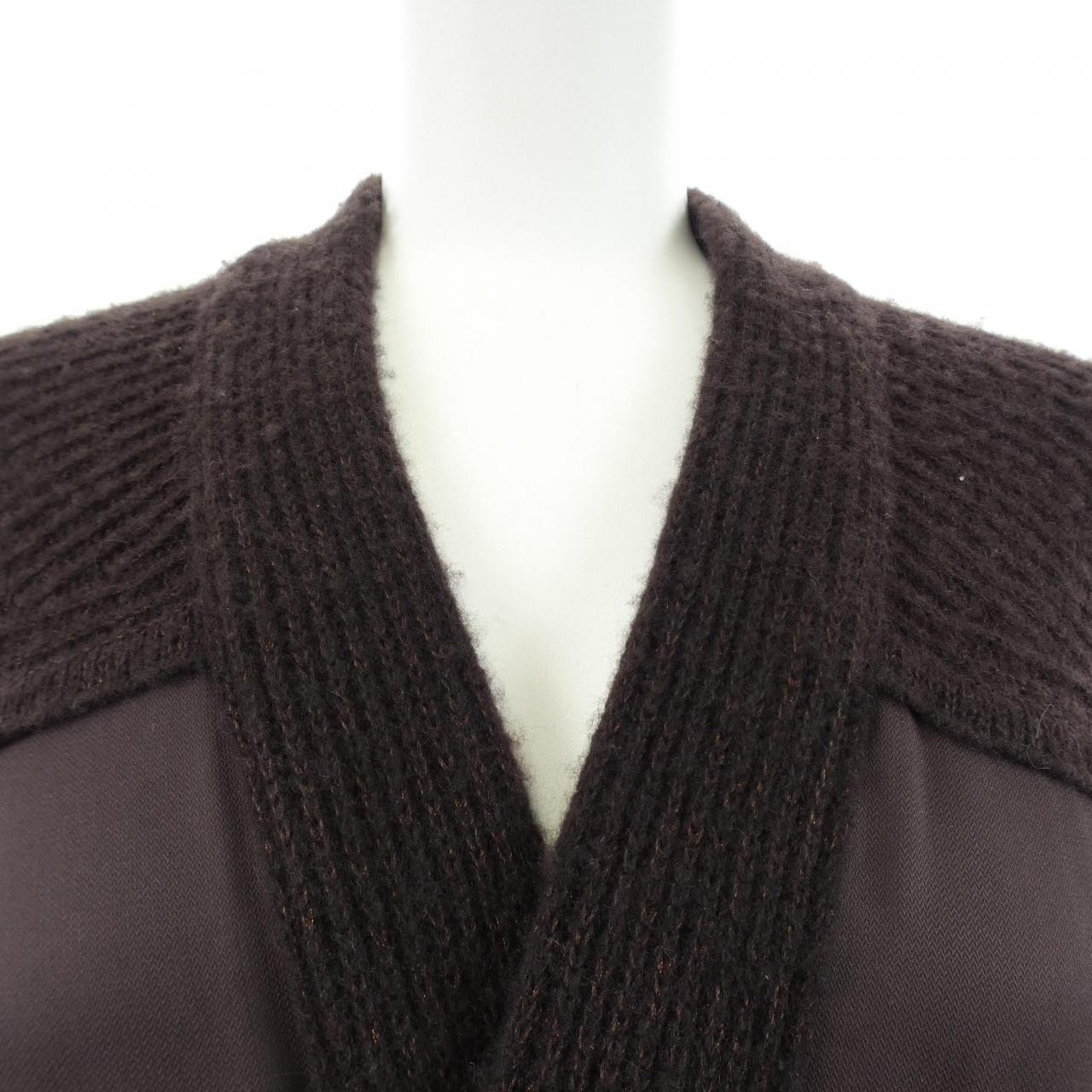 エルメス LES TAMBOURS FINESSE38 カシミヤ混ロングカーディガン