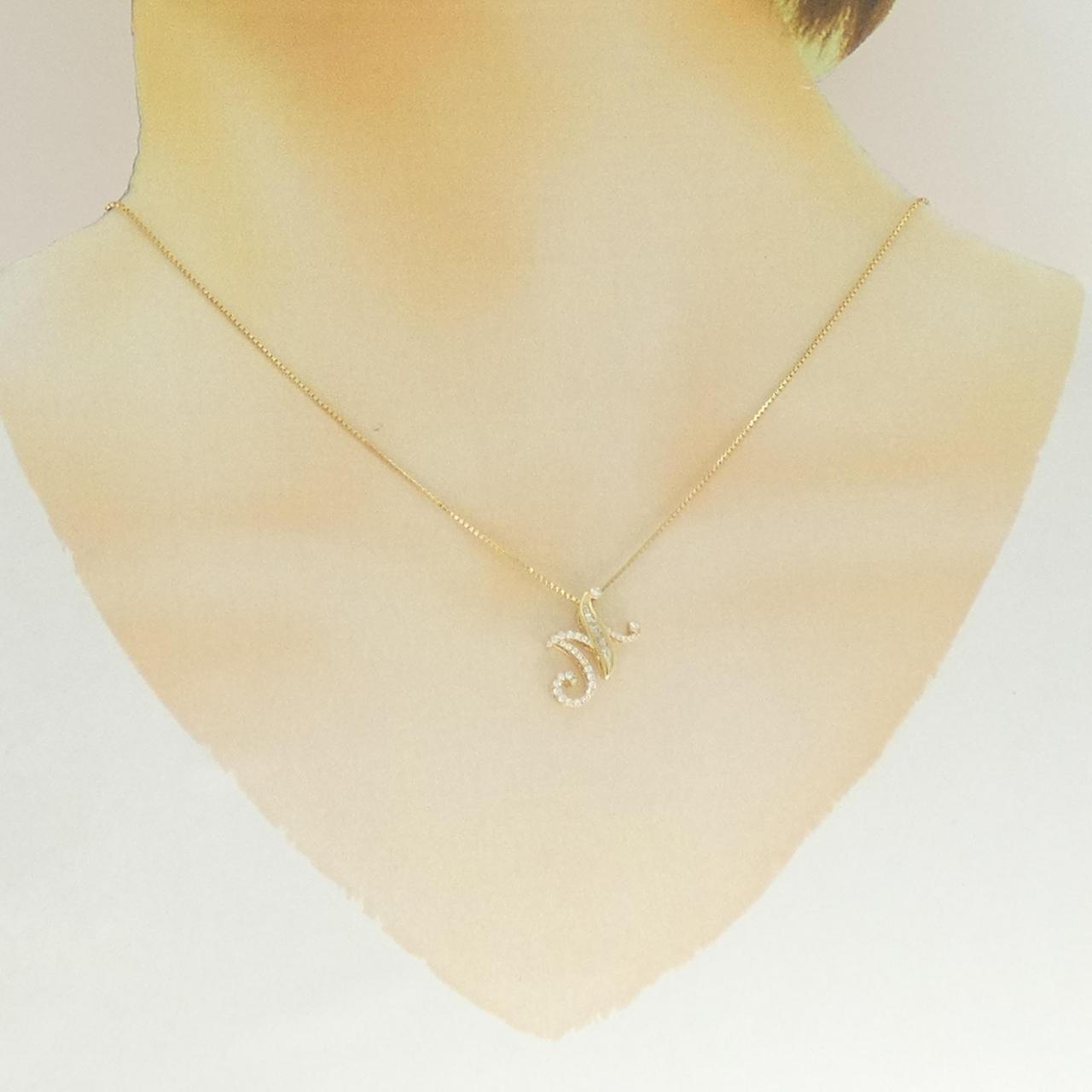 Au750ダイヤモンドイニシャルMネックレス