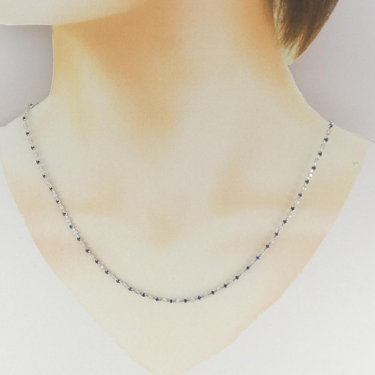 Pt850 サファイア ダイヤモンド ネックレス