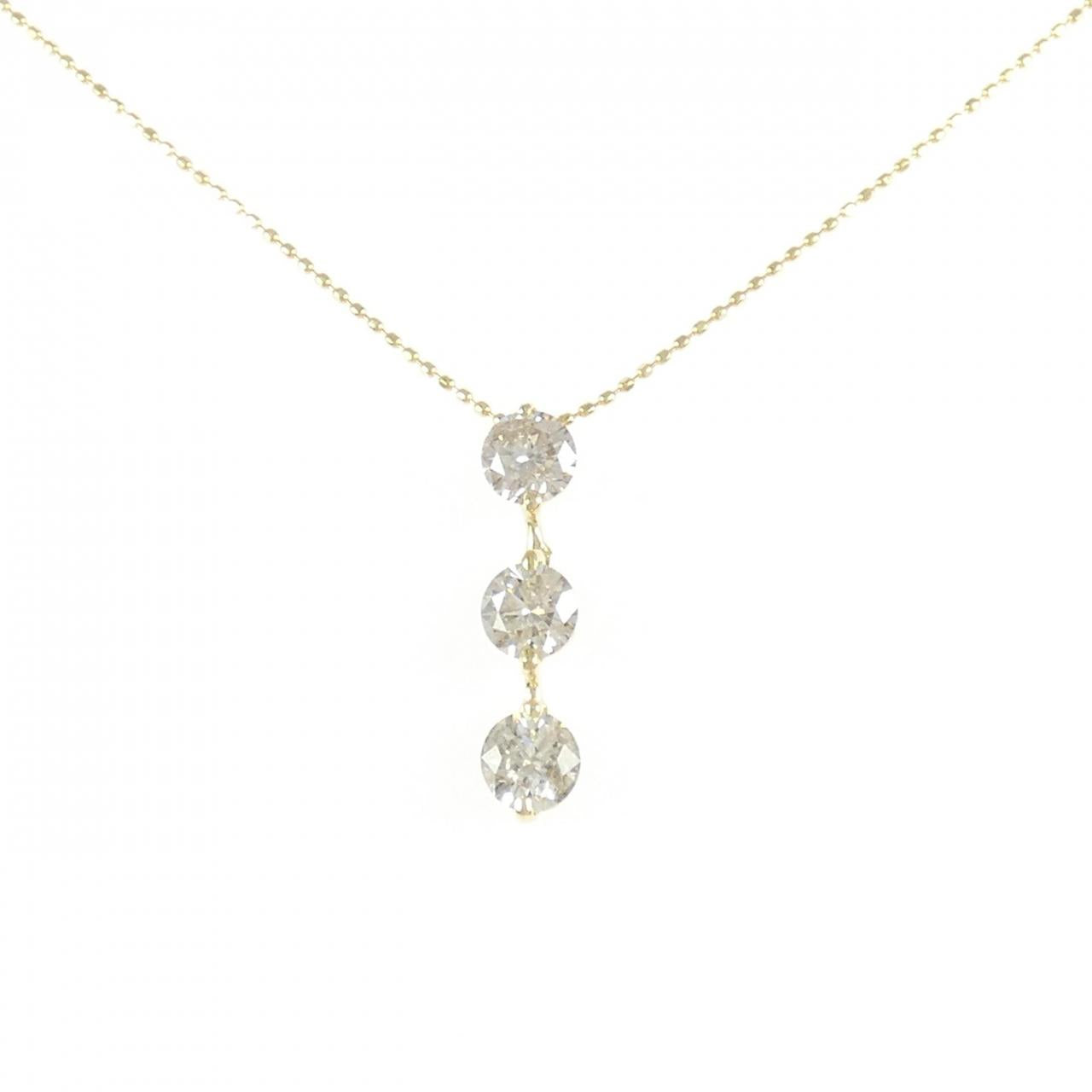 Au750 トリーストーン ダイヤモンドネックレス 1.50CT