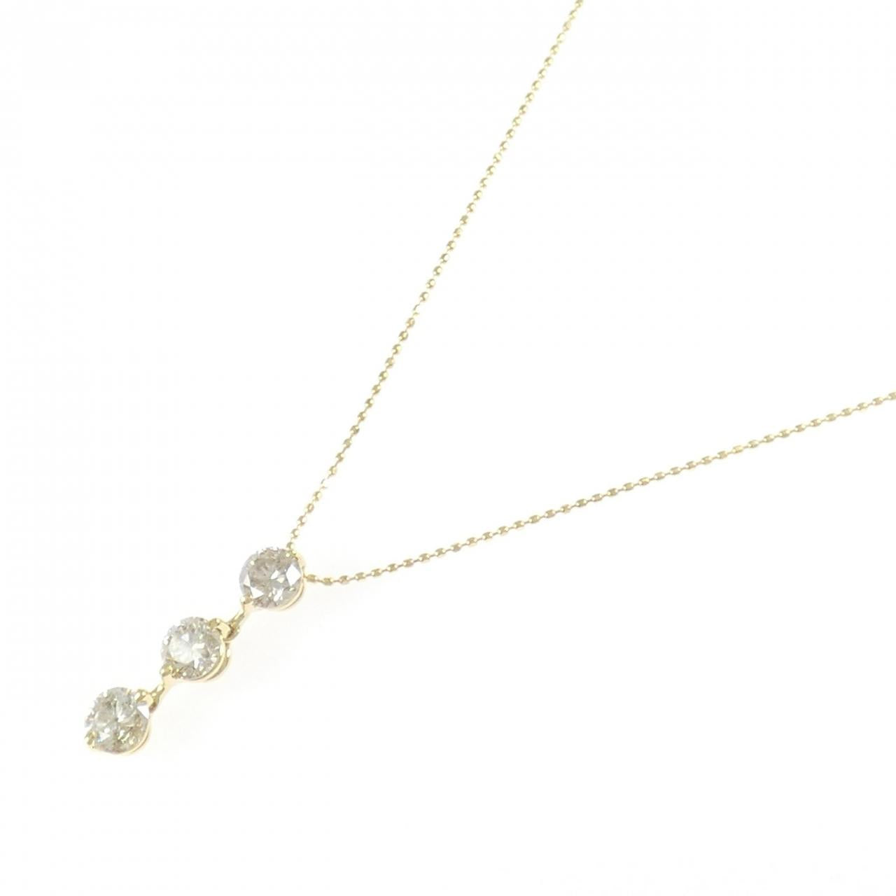 Au750 トリーストーン ダイヤモンドネックレス 1.50CT