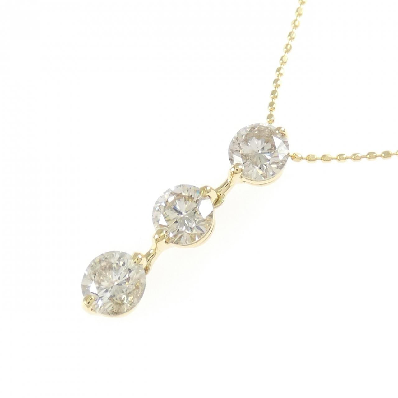 Au750 トリーストーン ダイヤモンドネックレス 1.50CT