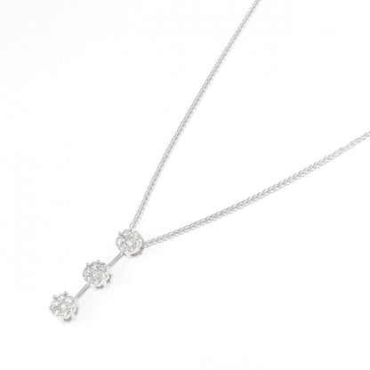 K18ホワイトゴールド フラワー ダイヤモンド ネックレス