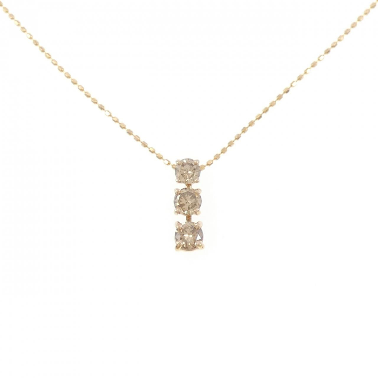 Au750 スリーストーン 0.50CT ダイヤモンドネックレス