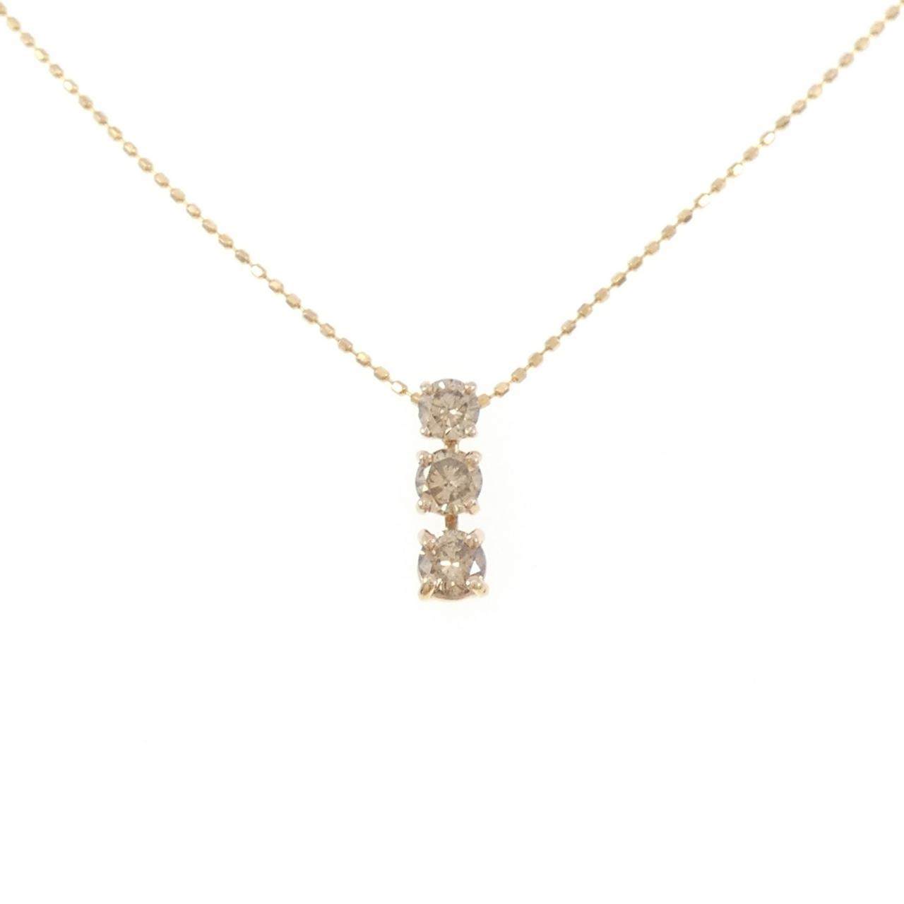 Au750 スリーストーン 0.50CT ダイヤモンドネックレス