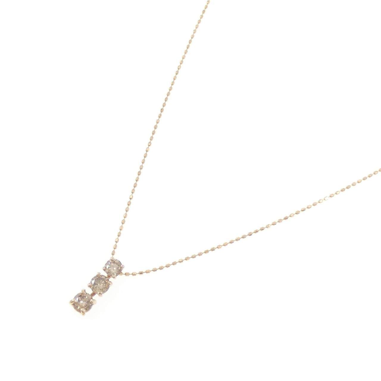 Au750 スリーストーン 0.50CT ダイヤモンドネックレス