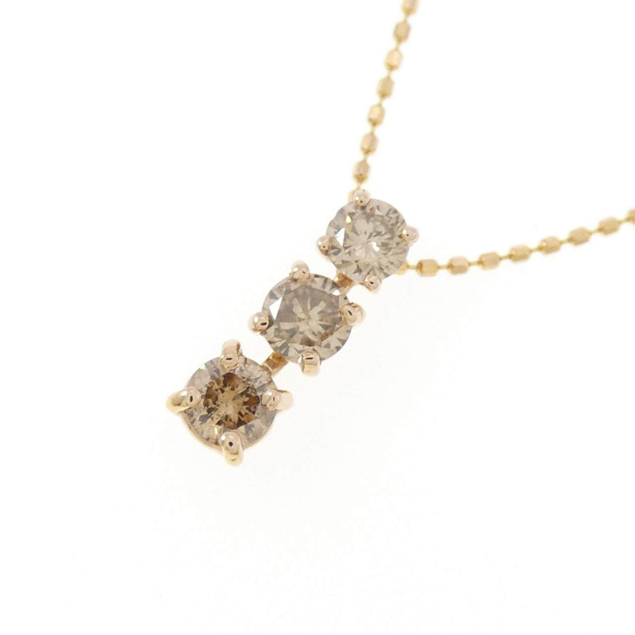 Au750 スリーストーン 0.50CT ダイヤモンドネックレス