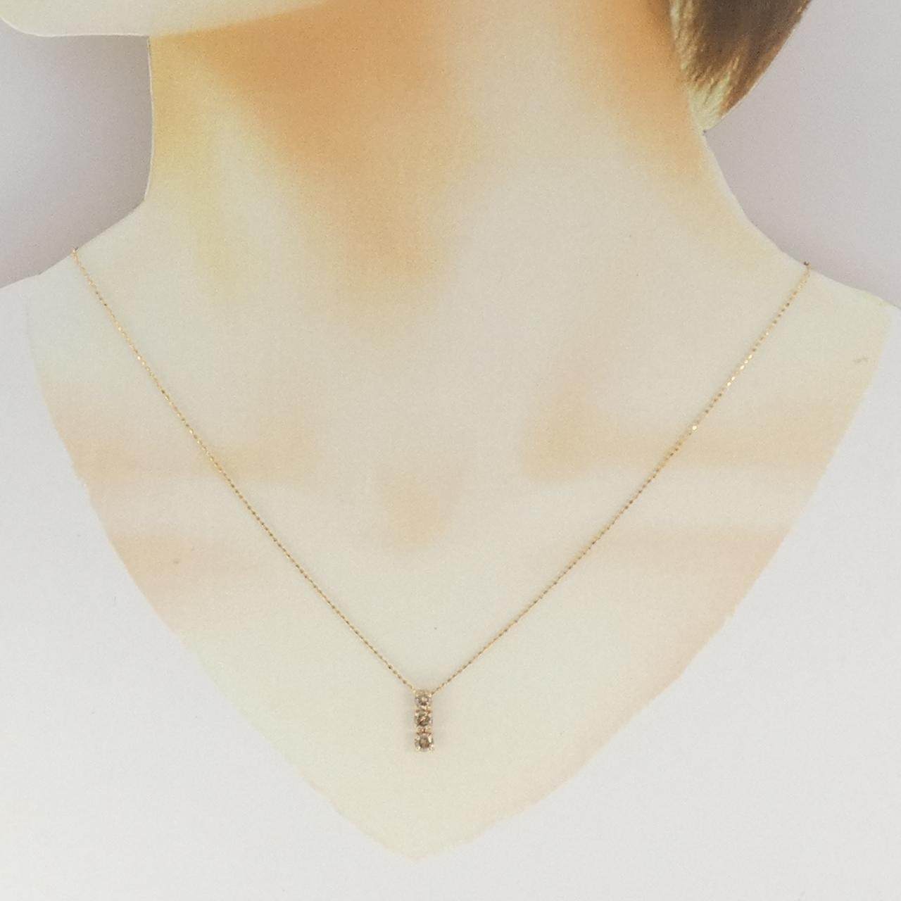 Au750 スリーストーン 0.50CT ダイヤモンドネックレス