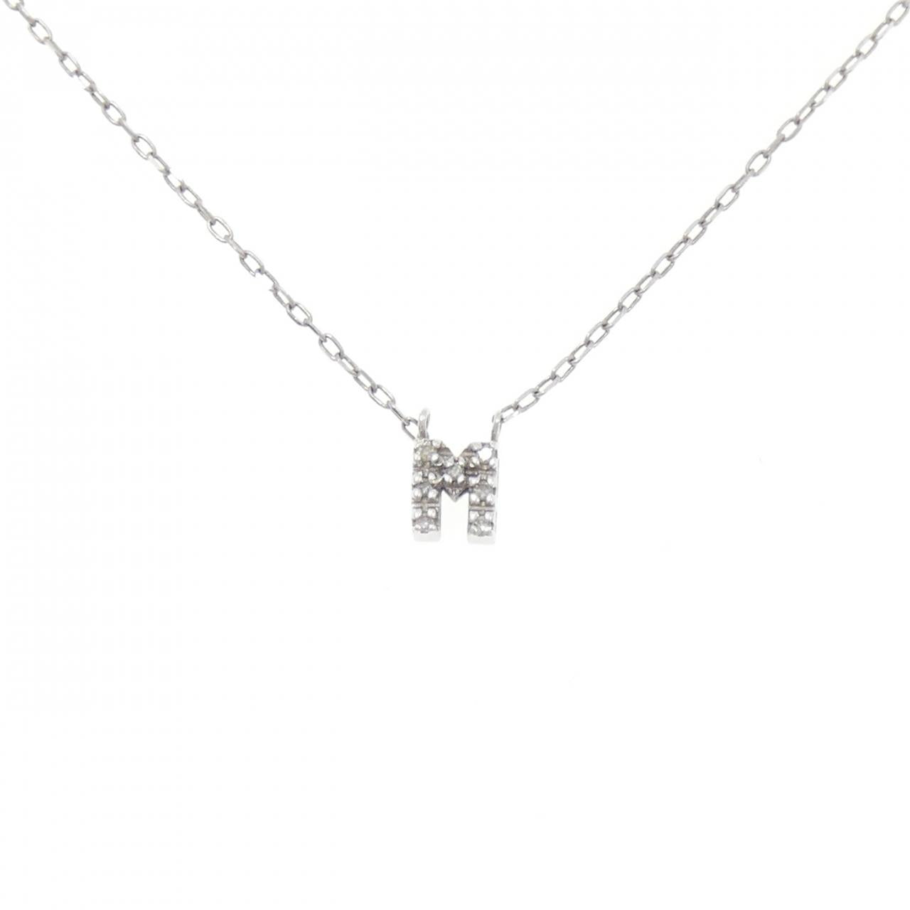 K10ホワイトゴールドイニシャルMダイヤモンドネックレス