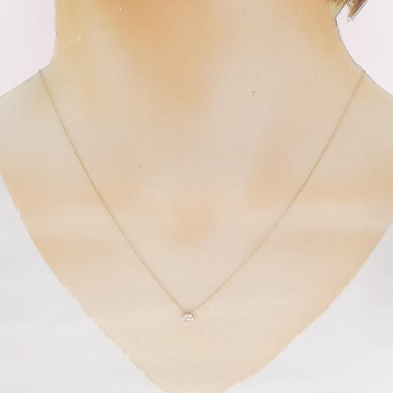 K10イエローゴールドフラワーダイヤモンドネックレス