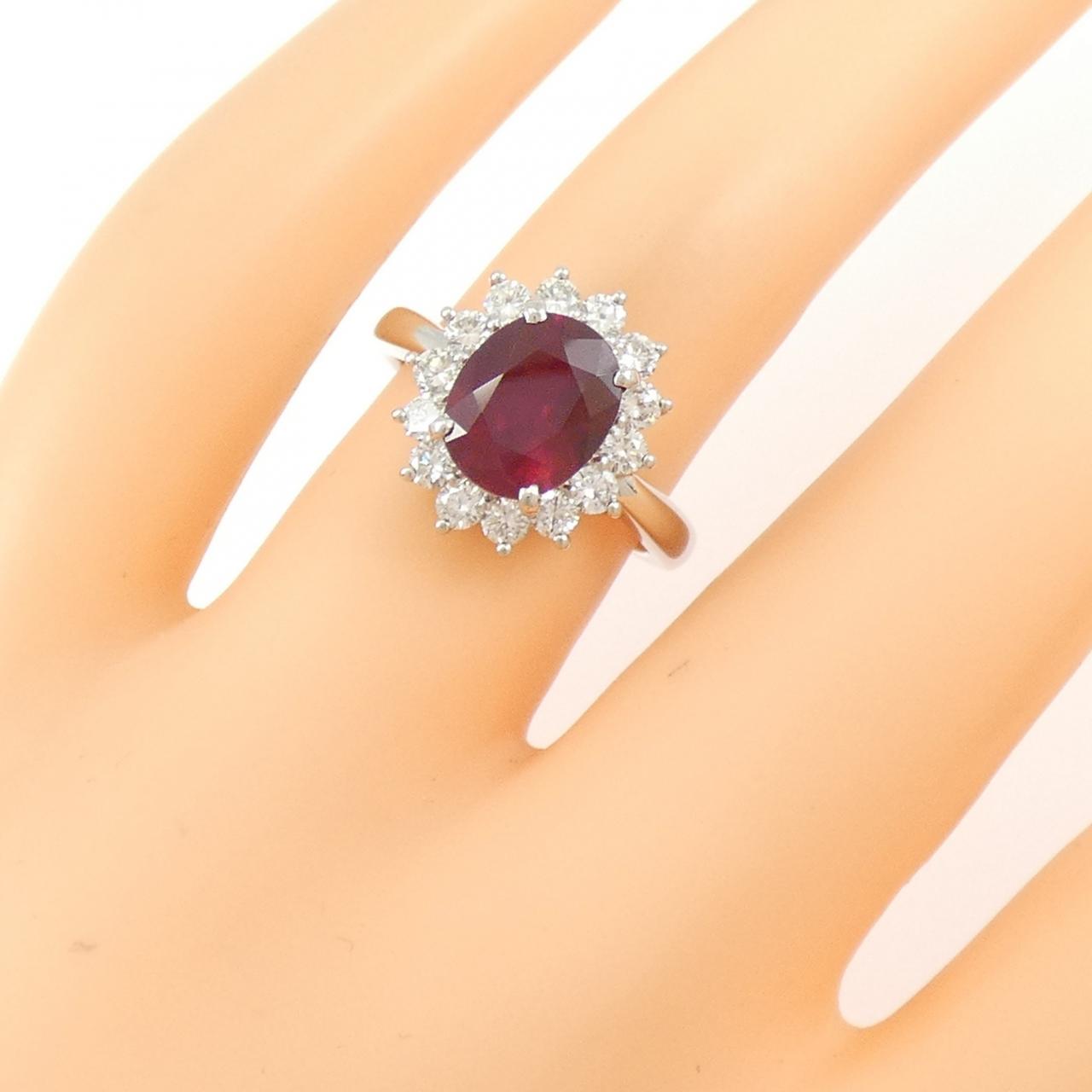プラチナ900 ルビー ダイヤモンド リング