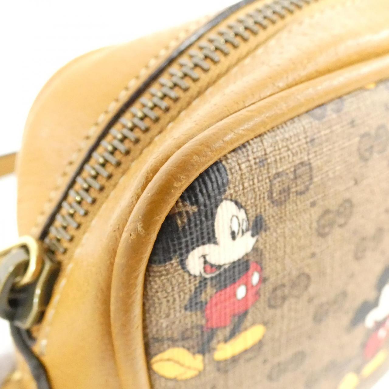 グッチ ミッキープリントミニGGスプリームキャンバス レザー ショルダーバッグ