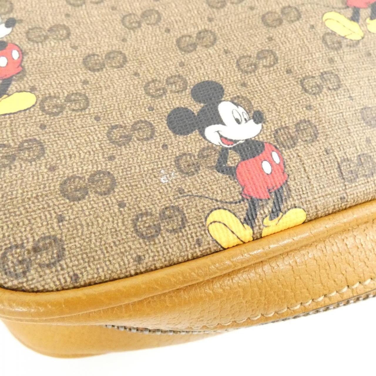 グッチ ミッキープリントミニGGスプリームキャンバス レザー ショルダーバッグ
