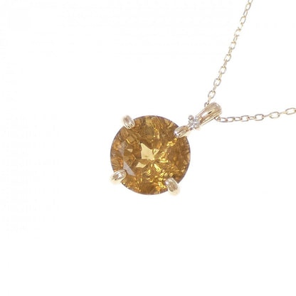 K10YGシトリンダイヤモンドネックレス