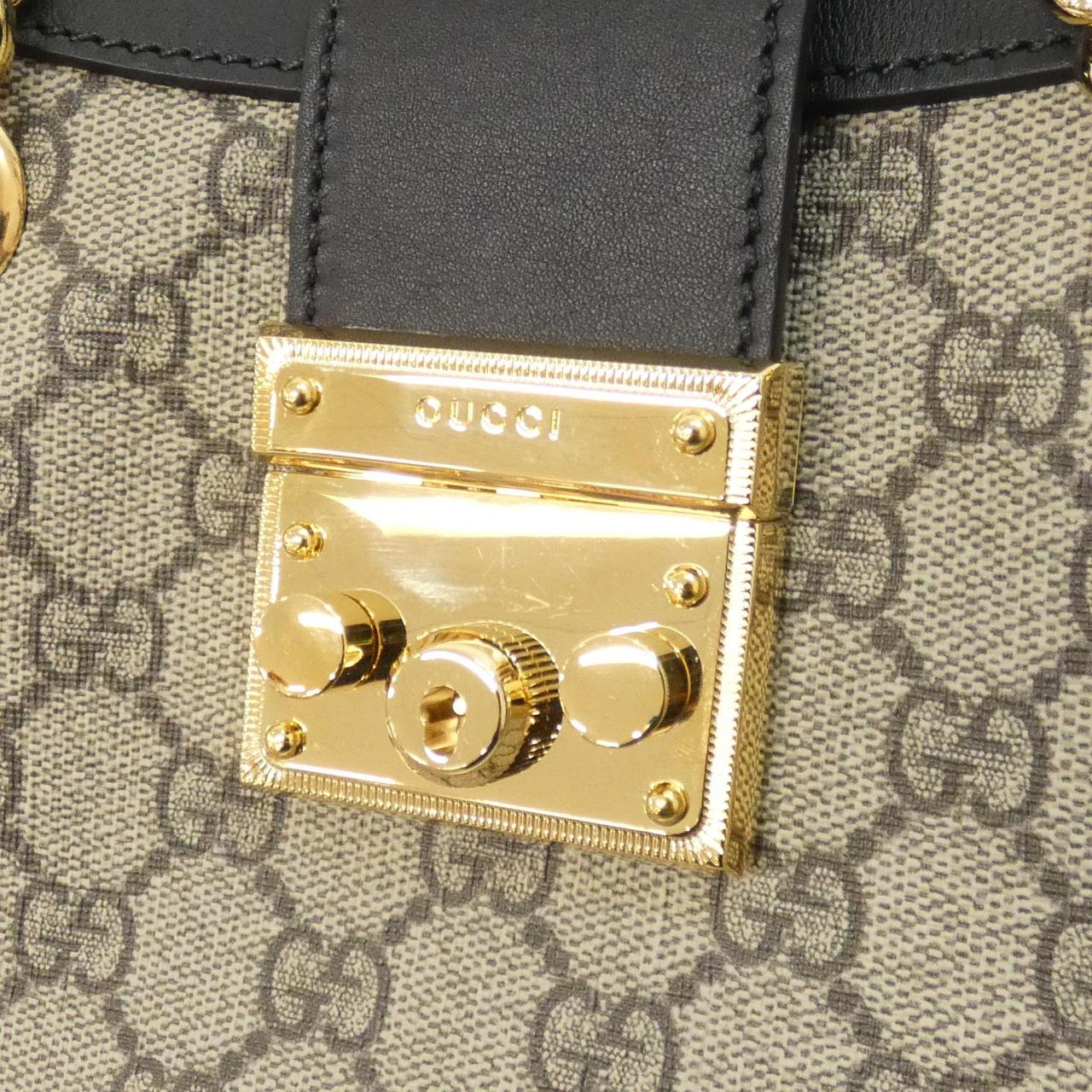 グッチ PADLOCK GGスプリームキャンバス レザー ショルダーバッグ