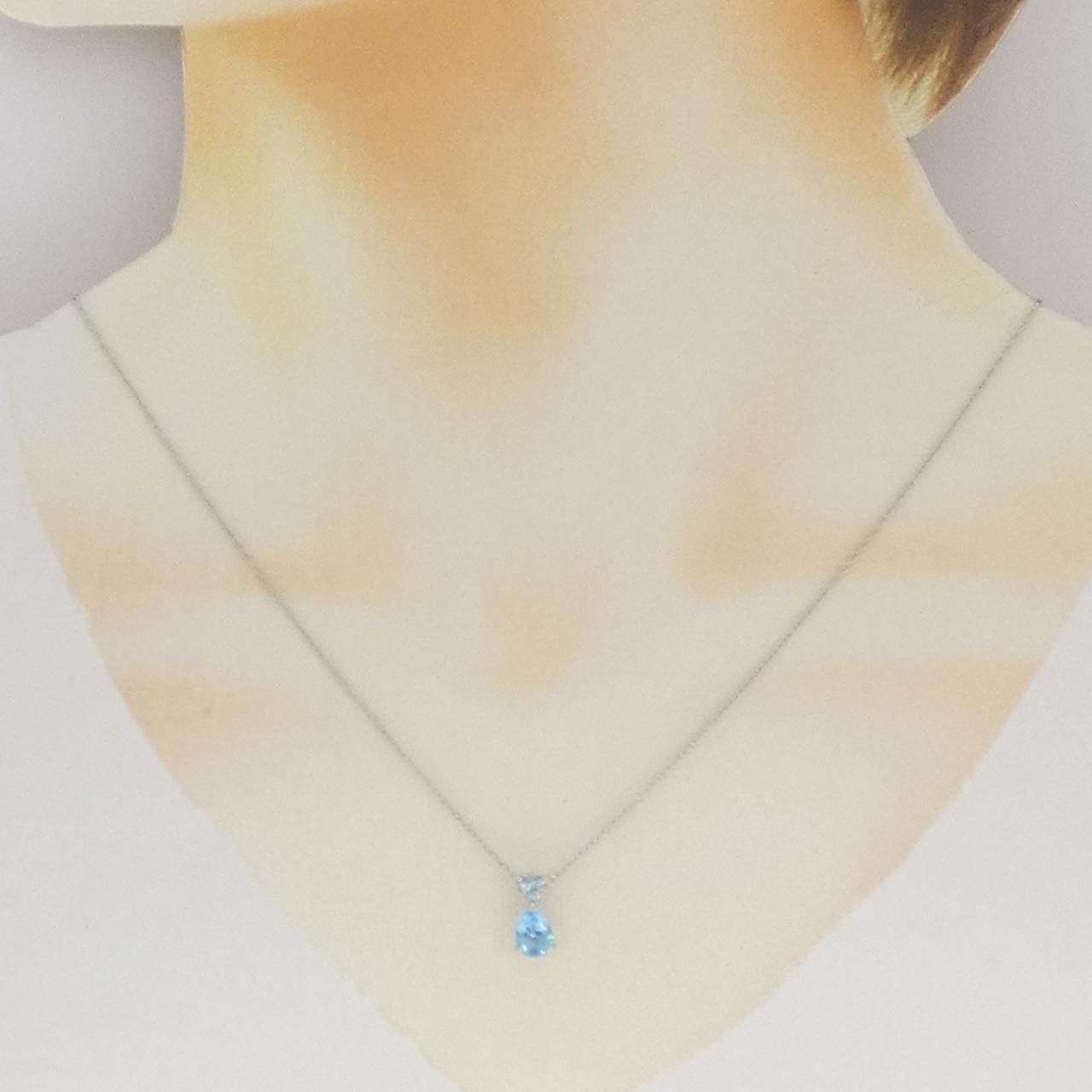 プラチナ ブルートパーズ アクアマリン ネックレス