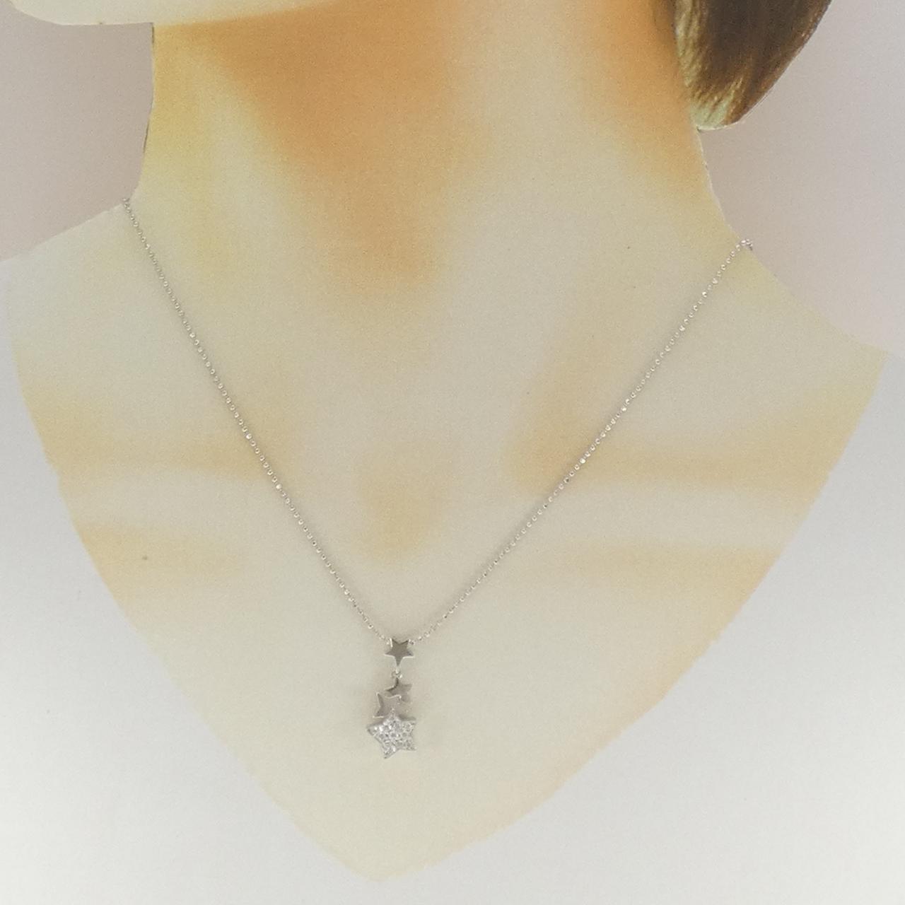 Au750ホワイトゴールド スターダイヤモンドネックレス