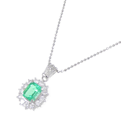 プラチナ PT900 PT850 エメラルドダイヤモンドネックレス