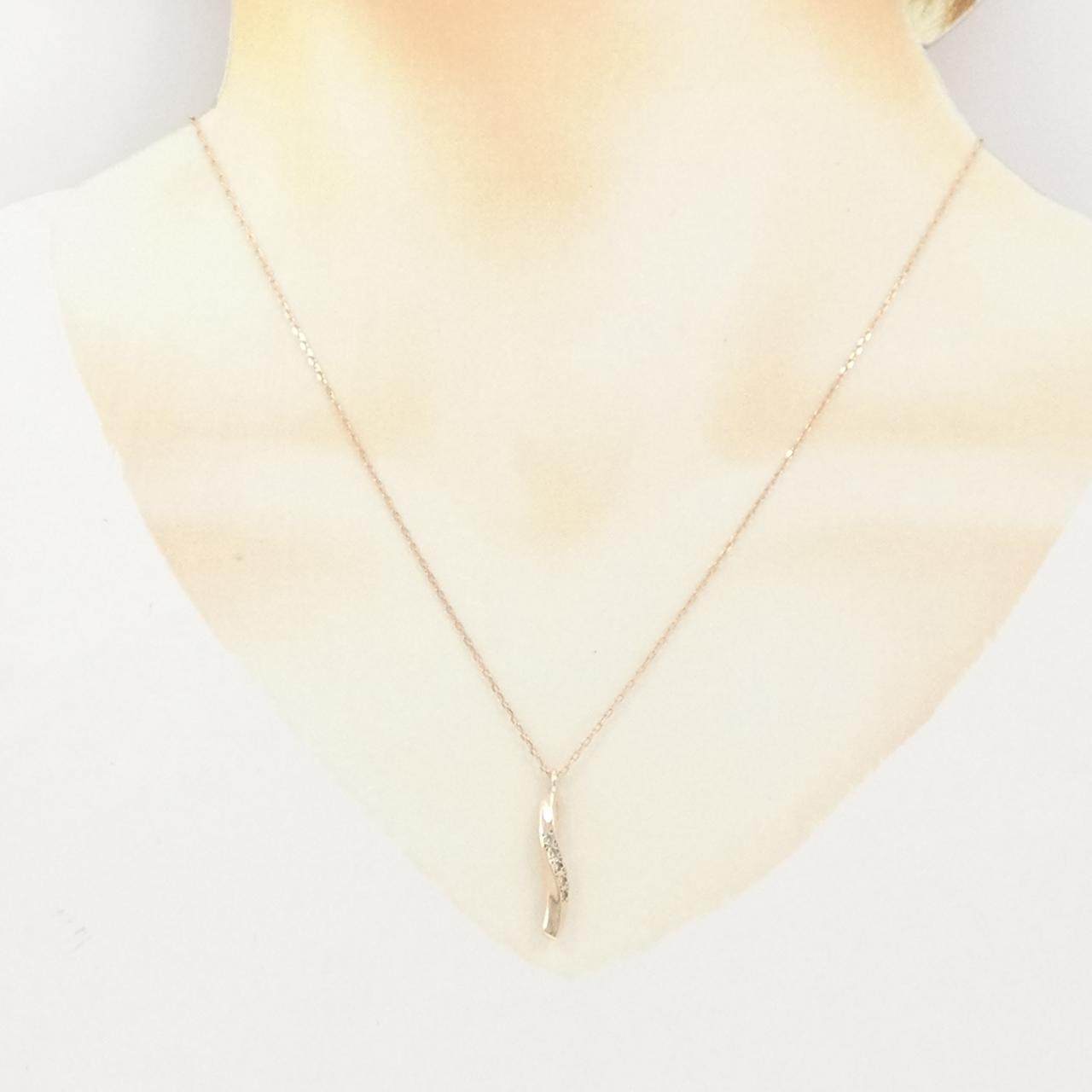 K10ピンクゴールドダイヤモンドネックレス