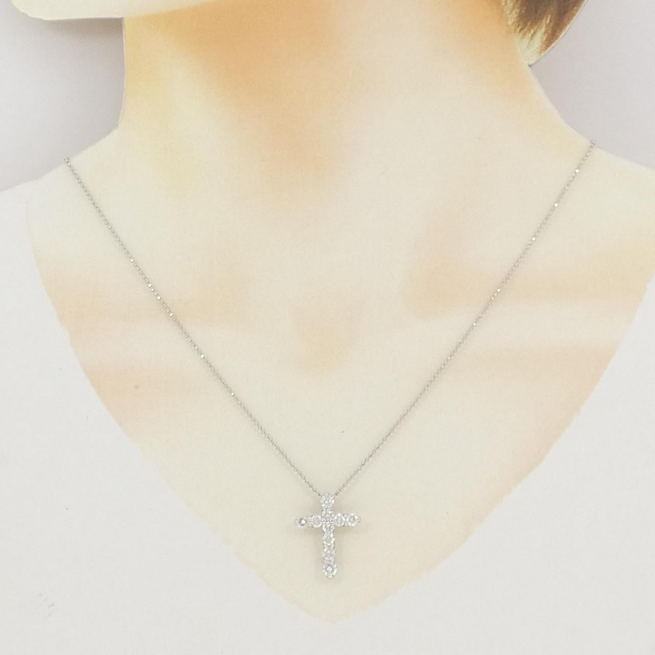 プラチナダイヤモンドクロスネックレス