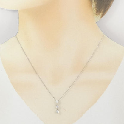 Pt850 スリーストーンダイヤモンドネックレス