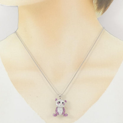 K18WG パンダ オニキス ダイヤモンド サファイア ネックレス