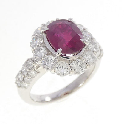 プラチナPT900 ピジョンブラッド ビルマ産 2.60CT ルビー ダイヤモンド リング