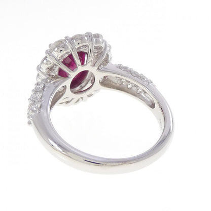 プラチナPT900 ピジョンブラッド ビルマ産 2.60CT ルビー ダイヤモンド リング