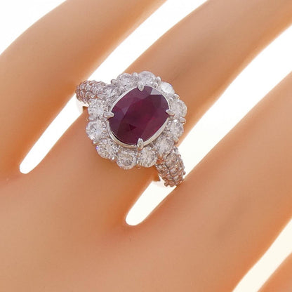 プラチナPT900 ピジョンブラッド ビルマ産 2.60CT ルビー ダイヤモンド リング