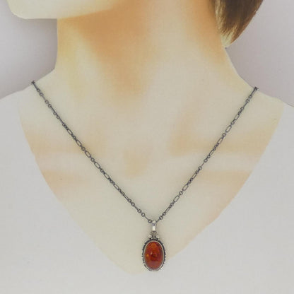 ジョージジェンセン 925シルバー 琥珀 ネックレス