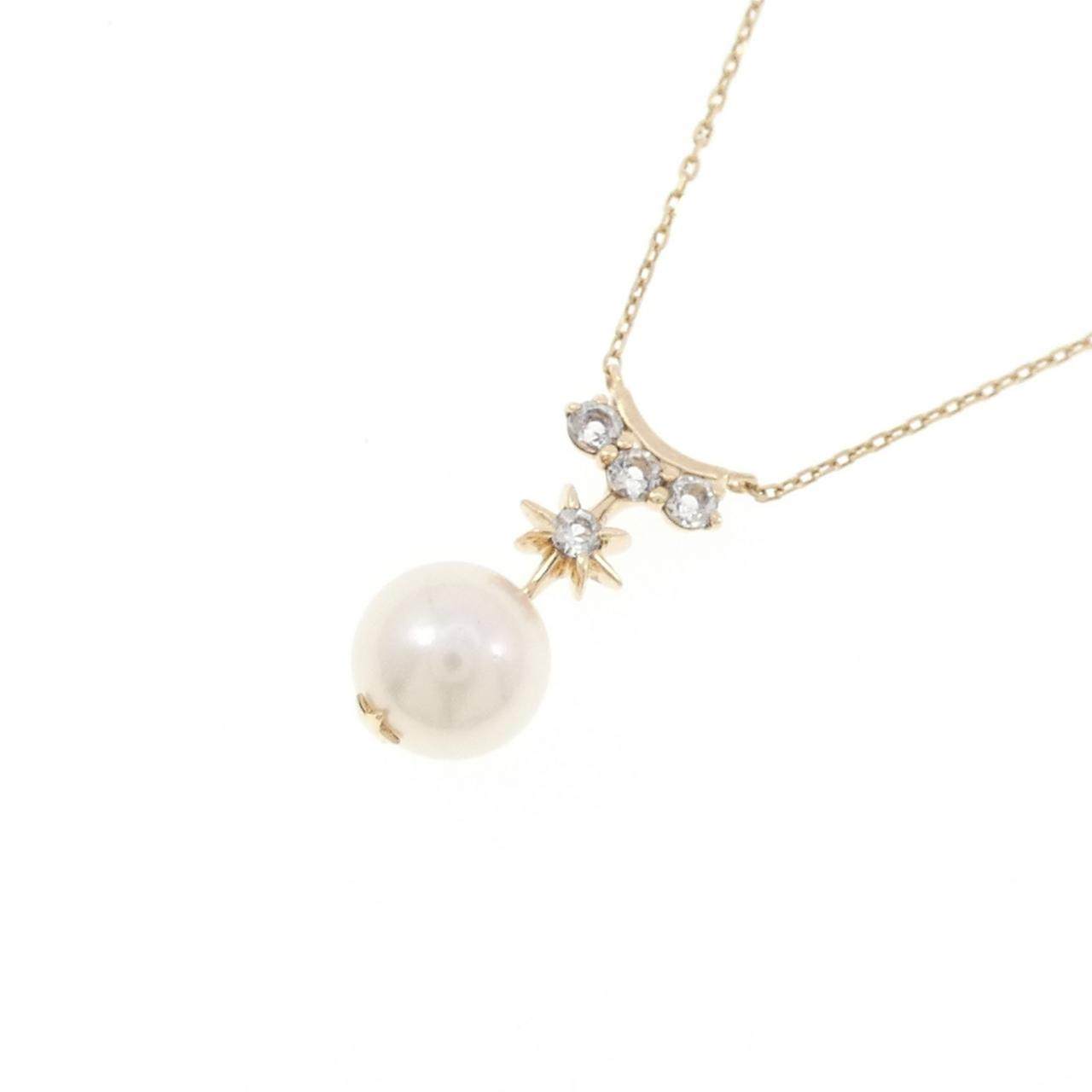 スタージュエリー K10イエローゴールド アコヤパール ホワイトトパーズ ネックレス