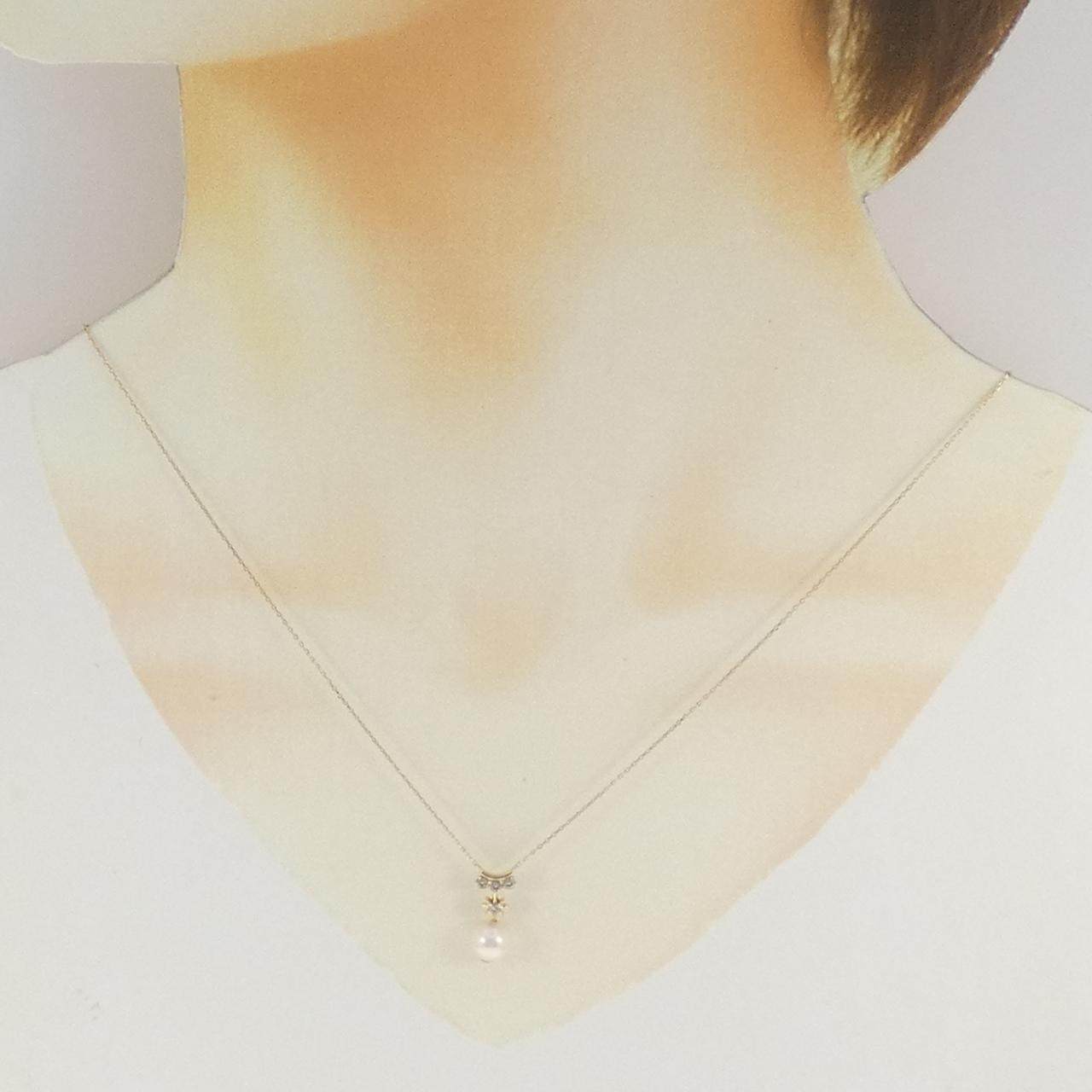 スタージュエリー K10イエローゴールド アコヤパール ホワイトトパーズ ネックレス