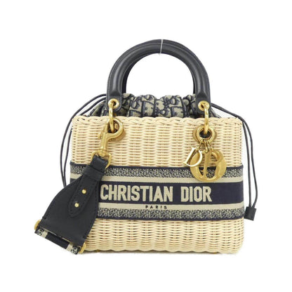 クリスチャンディオール DIOR OBLIQUE ナチュラルウィッカー キャンバス ハンドバッグ