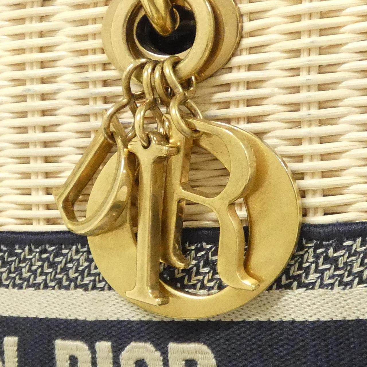 クリスチャンディオール DIOR OBLIQUE ナチュラルウィッカー キャンバス ハンドバッグ
