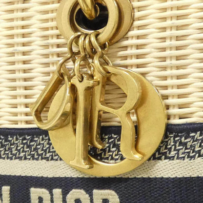 クリスチャンディオール DIOR OBLIQUE ナチュラルウィッカー キャンバス ハンドバッグ