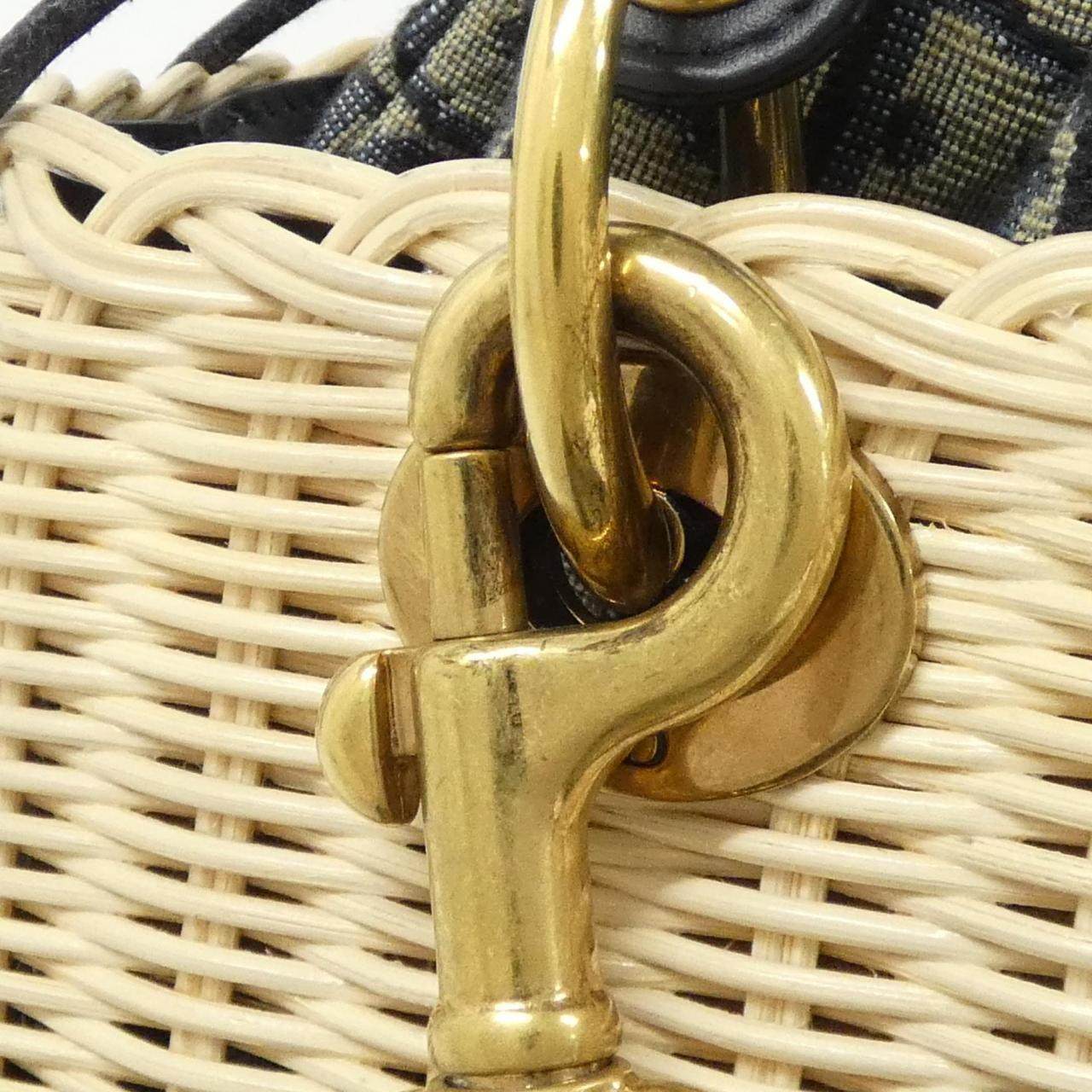 クリスチャンディオール DIOR OBLIQUE ナチュラルウィッカー キャンバス ハンドバッグ